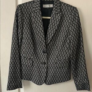Tahari Geometric Black and White Blazer